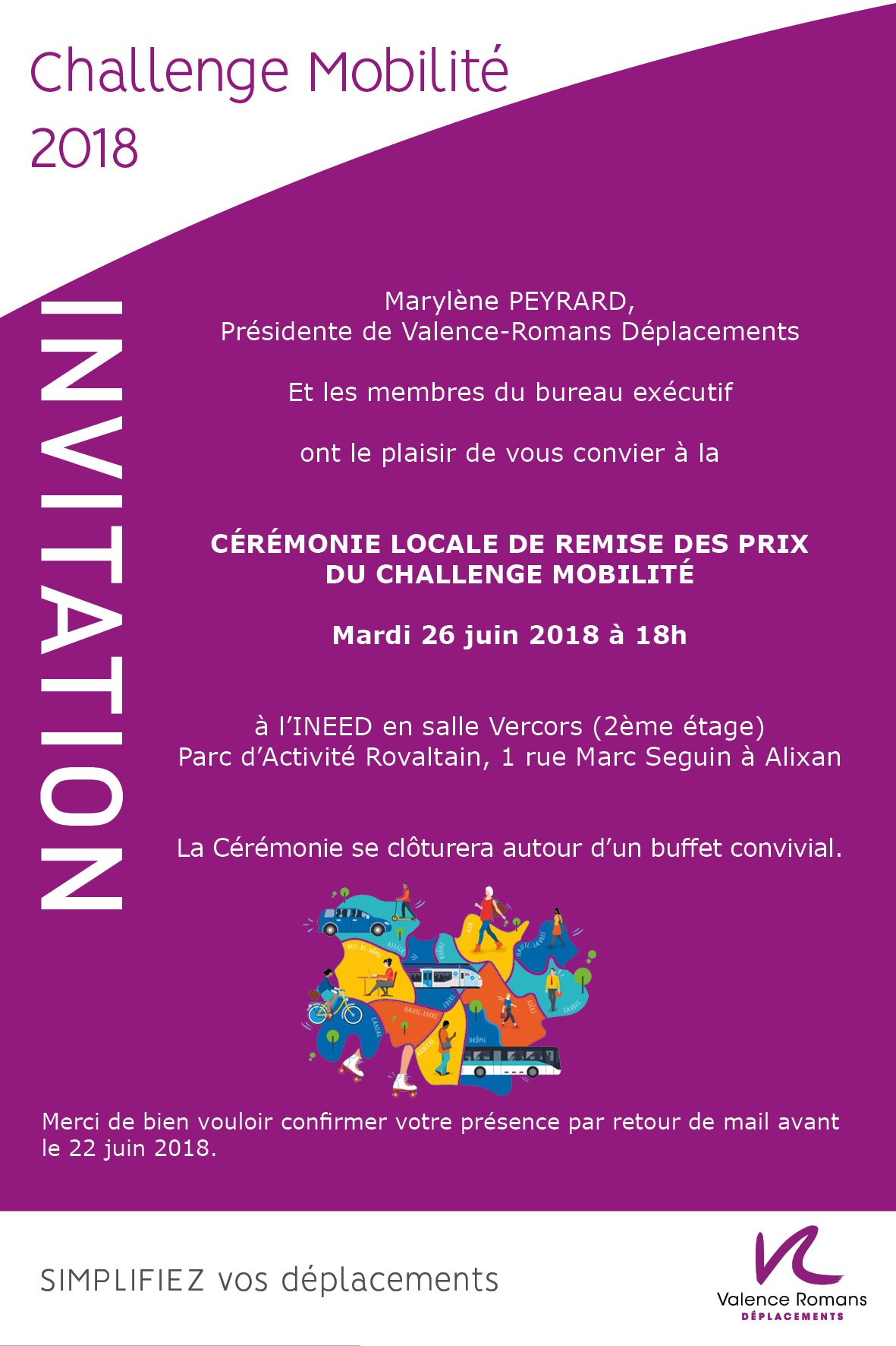 Invitation de Valence Romans Déplacements à la Cérémonie locale